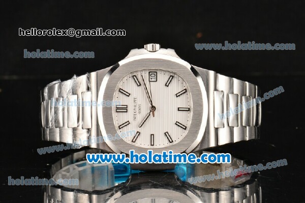 Patek Philippe Nautilus Miyota 9015 Automatic Full Steel with White Dial and Stick Markers - Click Image to Close